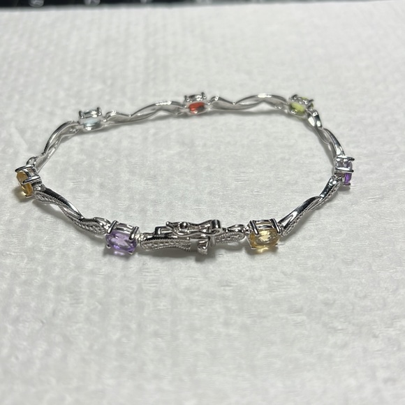 Gemstones Silver Bracelet 7”. Stamped CT 925. NWT. Never Worn. - Picture 3 of 3
